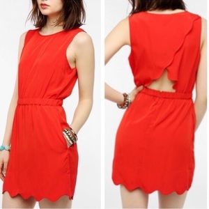Urban Outfitters Bycorpus Red Scalloped Edge Dress